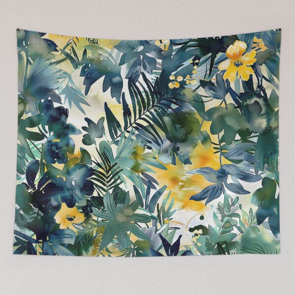 Item preview, Dreamlike Jungle Watercolor Pattern on Fabric  designed and sold by CheerForGoods.