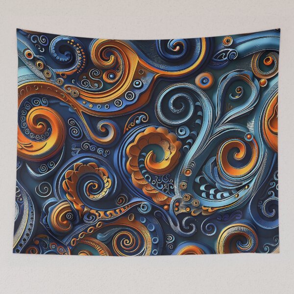 Item preview, paisley textile design fills the frame with its elaborate curving forms and swirling spirals.  designed and sold by CheerForGoods.