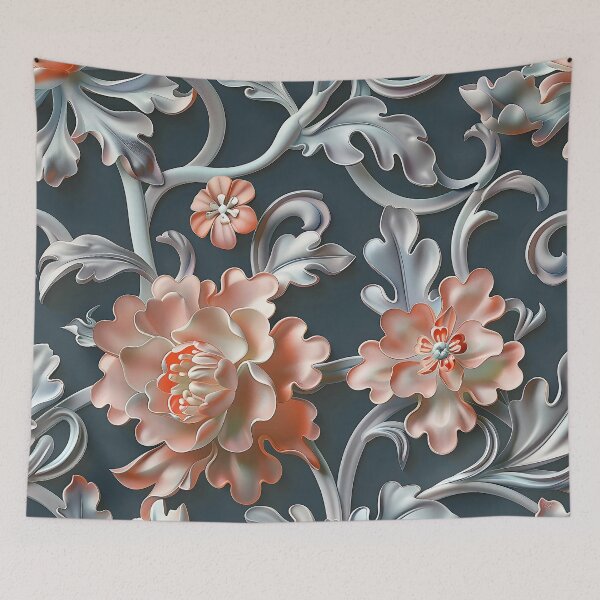 Item preview, Striking Chinese Silk Damask Exquisite Qing Dynasty inspired Floral  designed and sold by CheerForGoods.