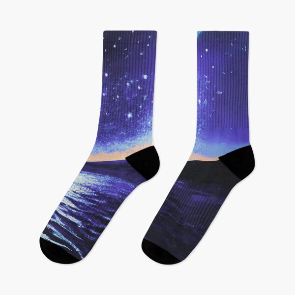 Item preview, A purple Starry Night of sea and fuji mountain with a full moon designed and sold by MerryCrown.