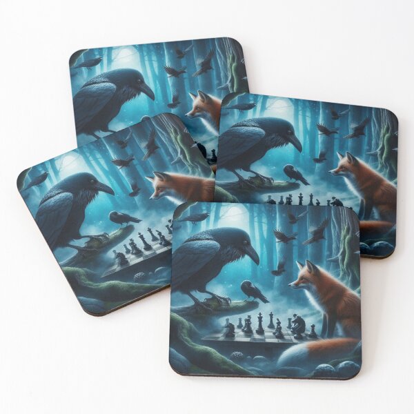 Item preview, the crow and the fox are playing chess designed and sold by Dogandesighn.
