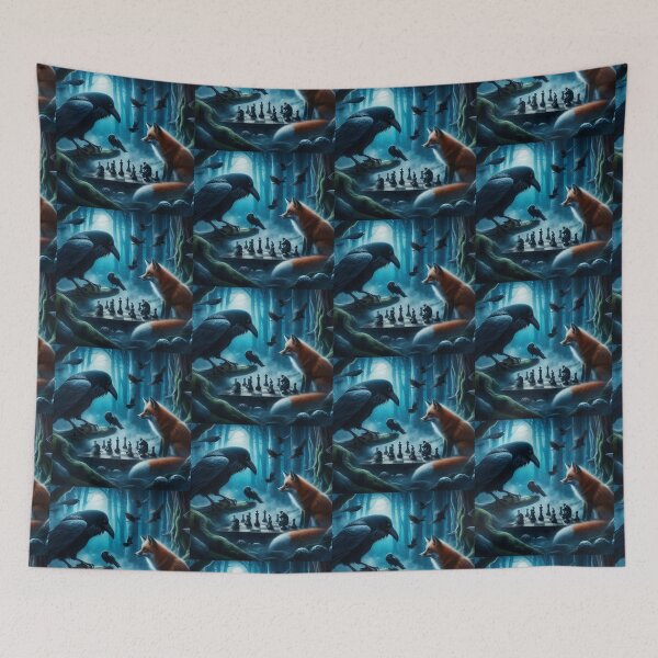Item preview, the crow and the fox are playing chess designed and sold by Dogandesighn.