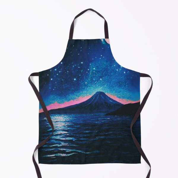 Item preview, The Starry Night of sea and fuji mountain with a pink full moon designed and sold by MerryCrown.