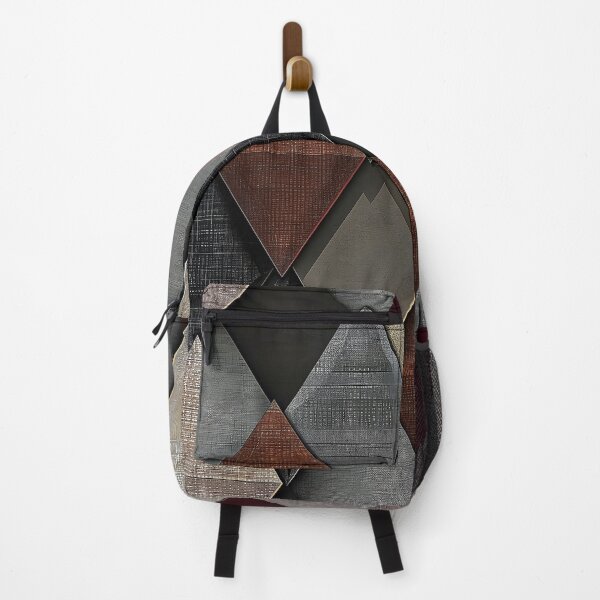 Item preview, Interlocking Geometric Fabric Pattern in Deep Burgundy Gold and Slate designed and sold by CheerForGoods.