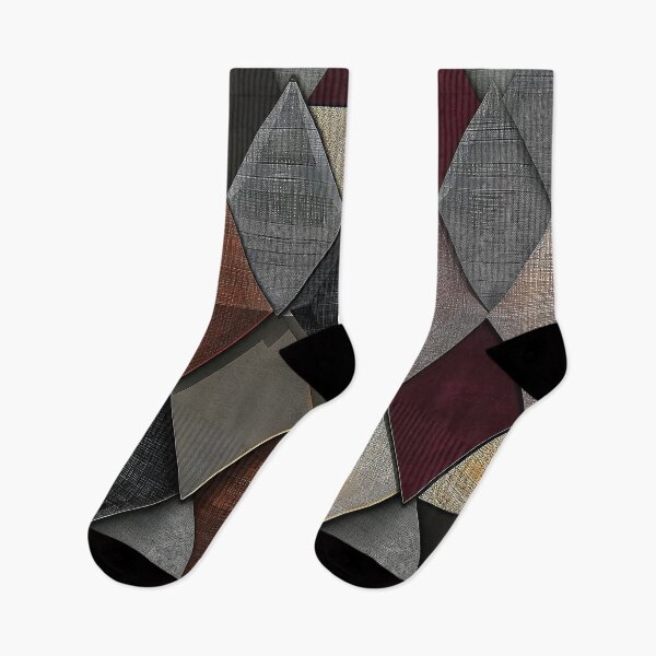 Item preview, Interlocking Geometric Fabric Pattern in Deep Burgundy Gold and Slate  designed and sold by CheerForGoods.