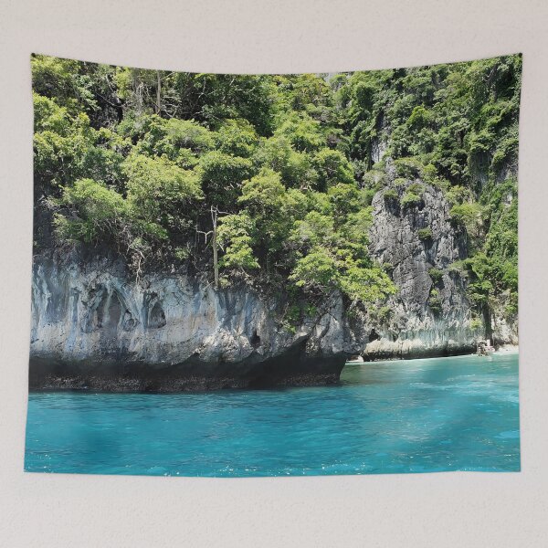 Item preview, Phi Phi Islands Tropical Seascape – Fine Art Photography of Emerald Waters & Limestone Cliffs designed and sold by thistledewcraft.