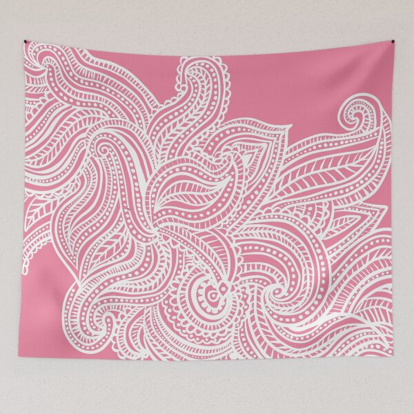 Item preview, Pink shades paisley floral pattern print designed and sold by SpinklyCreations.