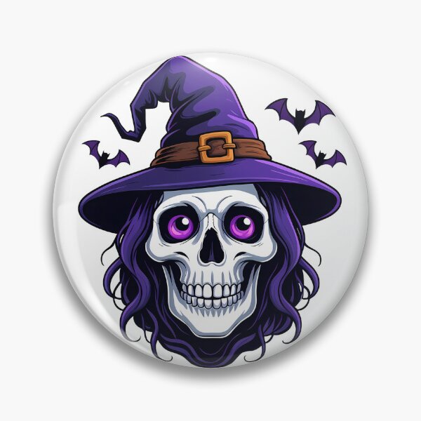 Item preview, Witch skull with a crooked purple hat, bubbling cauldron eyes designed and sold by EnigmaVoid.