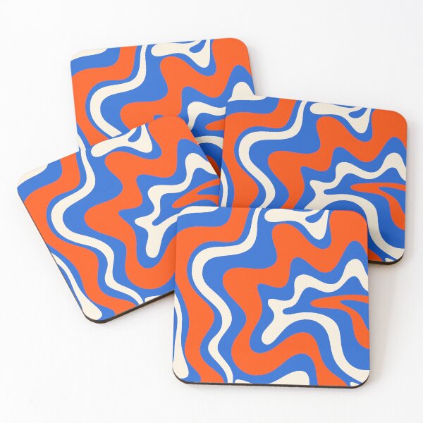 Item preview, Retro Liquid Swirl Bold Vibrant Blue and Orange Abstract Pattern designed and sold by kierkegaard.