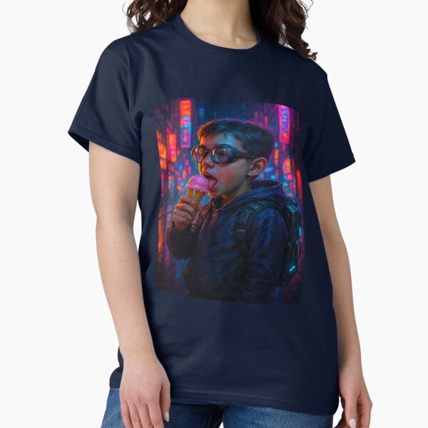 Item preview, Cyberpunk Ice Cream Kid – Strawberry-Flavored Future Adventures designed and sold by Diamond Matt Shop.
