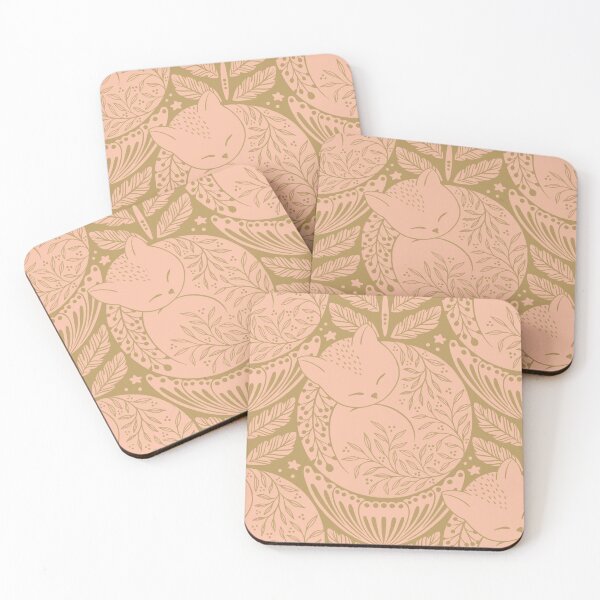 Item preview, Folk cat sleeping in a flower - soft green and blush pink designed and sold by OzdeBayer.