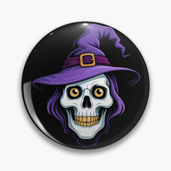Item preview, Witch skull with a crooked purple hat, bubbling cauldron eyes designed and sold by EnigmaVoid.