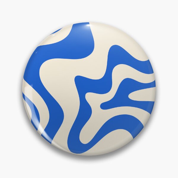 Item preview, Patrón abstracto de remolino líquido retro en azul cobalto crema designed and sold by kierkegaard.