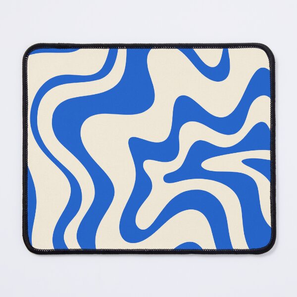 Item preview, Retro Liquid Swirl Abstract Pattern in Cobalt Blue Cream designed and sold by kierkegaard.