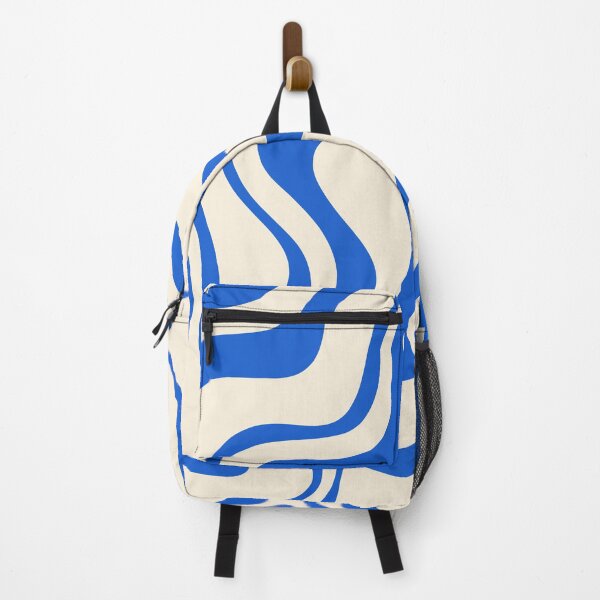 Item preview, Retro Liquid Swirl Abstract Pattern in Cobalt Blue Cream designed and sold by kierkegaard.