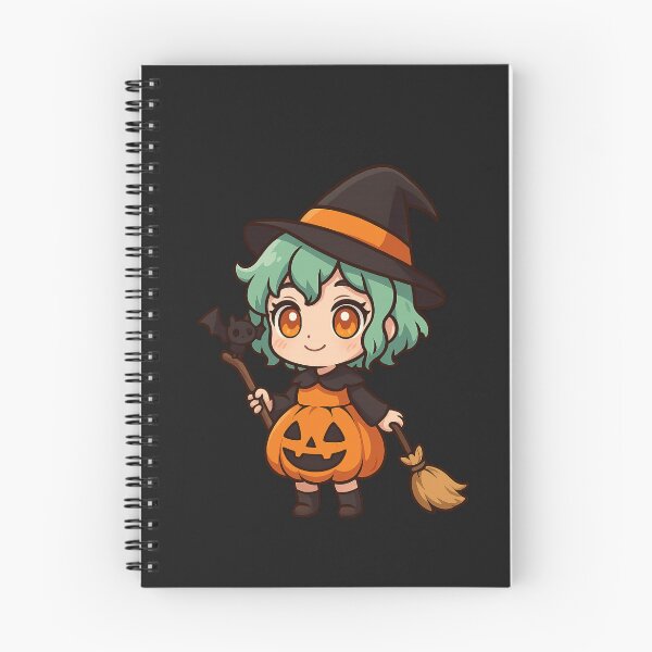 Item preview, Pumpkin Witch Girl – Cute Mint-Haired Halloween Chibi Art designed and sold by ColorSplash123.