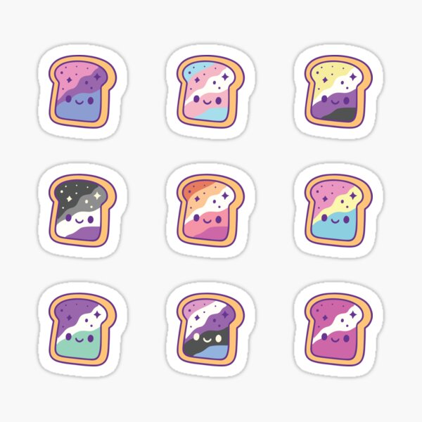 Item preview, Cosmic Pride Toast Kawaii Sticker Set – LGBTQ Cute Galaxy Bread with Identity Colors designed and sold by gyenayme.