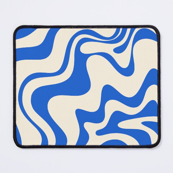 Item preview, Retro Liquid Swirl Abstract Pattern in Cobalt Blue Cream 2 designed and sold by kierkegaard.