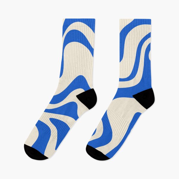 Item preview, Retro Liquid Swirl Abstract Pattern in Cobalt Blue Cream 2 designed and sold by kierkegaard.