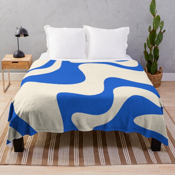 Item preview, Retro Liquid Swirl Abstract Pattern in Cobalt Blue Cream 2 designed and sold by kierkegaard.