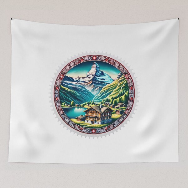 Item preview, Stunning Switzerland: Where Peaks Touch the Sky - Stamp designed and sold by StampGPT.