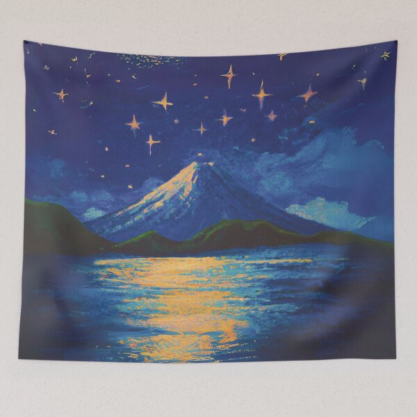Item preview, The Starry Night with full moon of sea and fuji mountain designed and sold by MerryCrown.