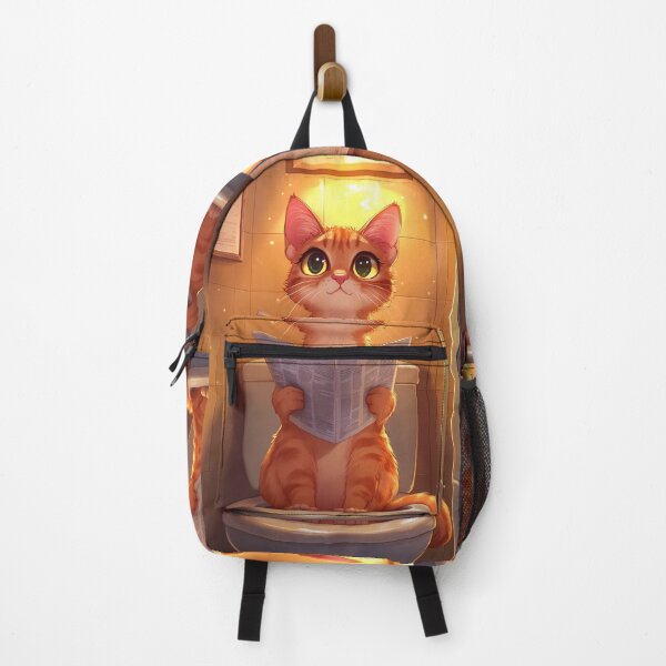 Item preview, Animal Cute Ginger Cat Newspaper Sitting On Toilet Warm Bathroom designed and sold by bolleykoldl.