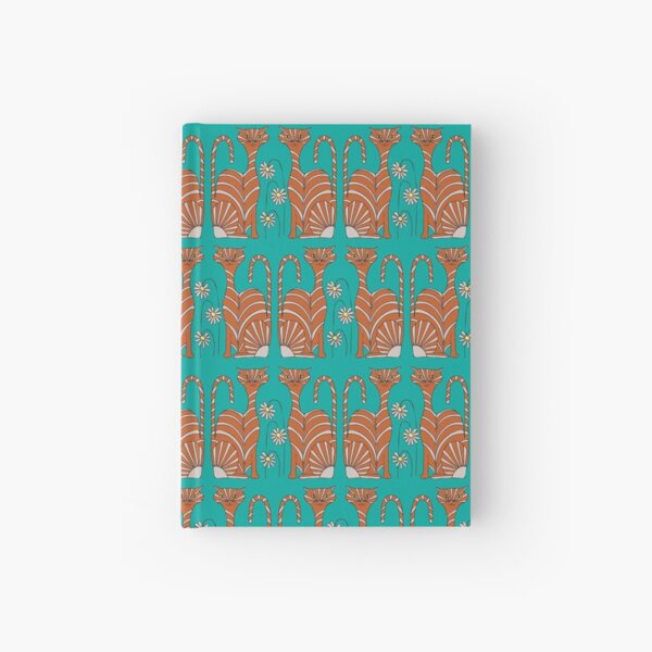 Retro Ginger Cats in Teal Hardcover Journal