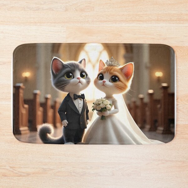 Item preview, Cute 3d cartoon male and female cats getting married designed and sold by mystiquelicorne.
