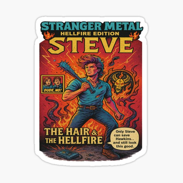 Item preview, Stranger Things Steve Harrington - The Hair & The Hellfire Comic designed and sold by BigDeezTees.