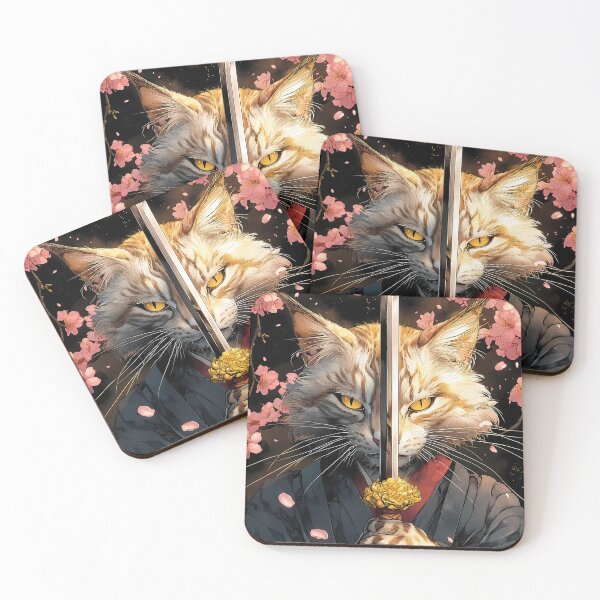 Item preview, Animal Cherry Blossom Samurai Cat Warrior Holding Sword Fierce Focus designed and sold by gamalruginaq.