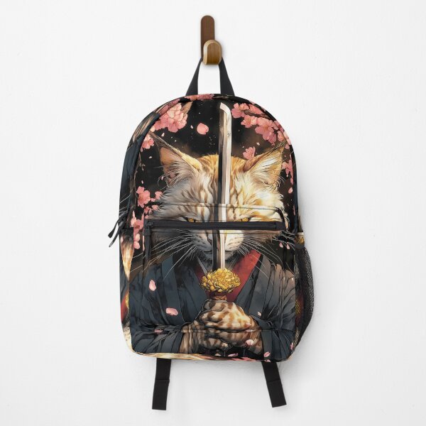 Item preview, Animal Cherry Blossom Samurai Cat Warrior Holding Sword Fierce Focus designed and sold by gamalruginaq.