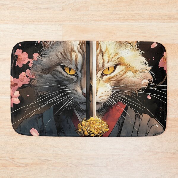 Item preview, Animal Cherry Blossom Samurai Cat Warrior Holding Sword Fierce Focus designed and sold by gamalruginaq.