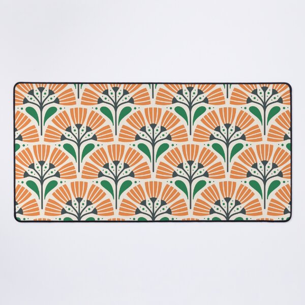 Item preview, KF 0380 D - Vintage Retro 70s Floral Pattern in Orange Green designed and sold by KhakiFinch.