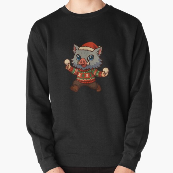 Artikel-Vorschau von Chibi Inosuke im hässlichen Weihnachtspullover wirft Schneebälle – Lustiges Anime-Feiertagsdesign, designt und verkauft von ColorSplash123.