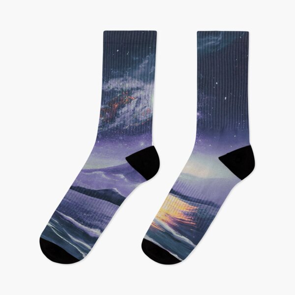 Item preview, A Beautiful aurora Starry Night with sea and fuji mountain in purple designed and sold by MerryCrown.