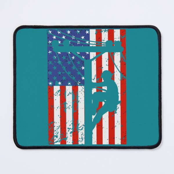 Item preview, US Electrician Lineman Climbing Flag of America designed and sold by Miumed.