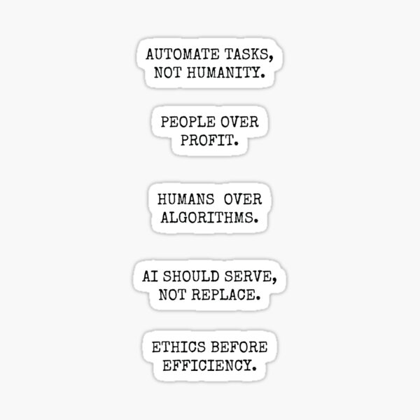 Vista previa del artículo con la obra «Paquete de 5 frases atrevidas contra la IA: ética, humanidad y resistencia», diseñado y vendido por GosiaArtGarden.