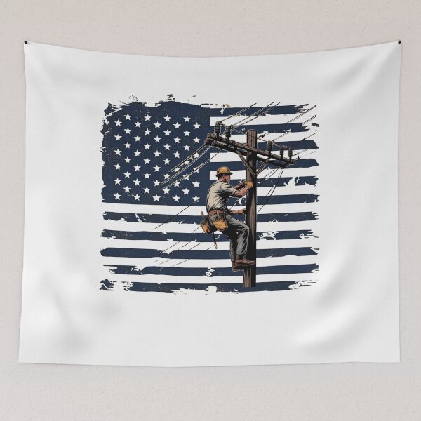 Item preview, Lineman Electrical Wiremen Energy 4th Of July Vntage US Flag designed and sold by Miumed.