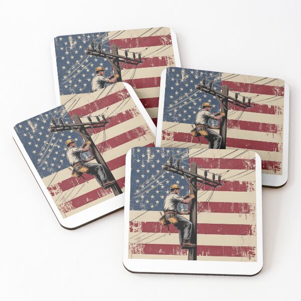 Item preview, Lineman Electrical Wiremen Energy 4th Of July Vntage US Flag designed and sold by Miumed.