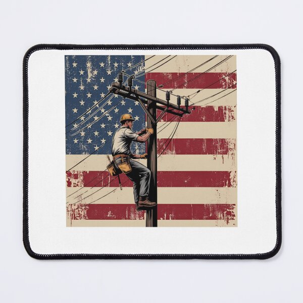 Item preview, Lineman Electrical Wiremen Energy 4th Of July Vntage US Flag designed and sold by Miumed.