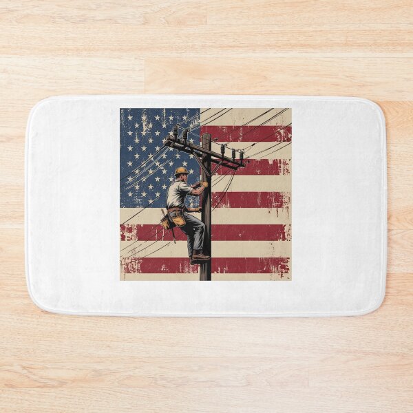 Item preview, Lineman Electrical Wiremen Energy 4th Of July Vntage US Flag designed and sold by Miumed.