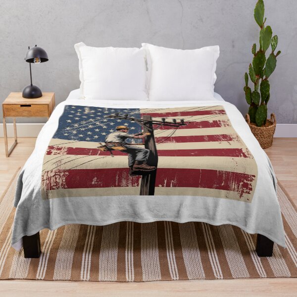 Item preview, Lineman Electrical Wiremen Energy 4th Of July Vntage US Flag designed and sold by Miumed.