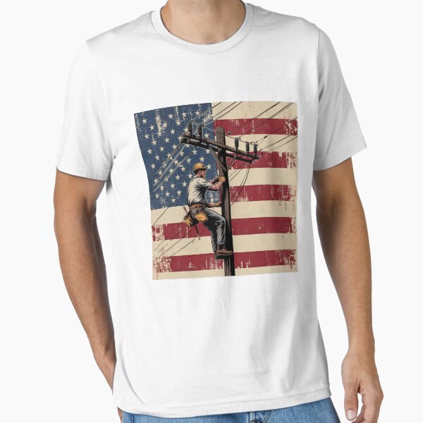 Item preview, Lineman Electrical Wiremen Energy 4th Of July Vntage US Flag designed and sold by Miumed.