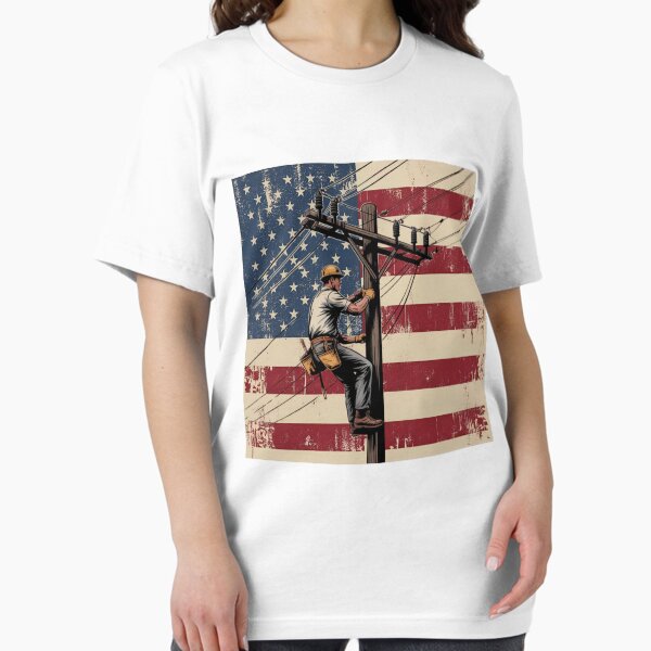 Item preview, Lineman Electrical Wiremen Energy 4th Of July Vntage US Flag designed and sold by Miumed.