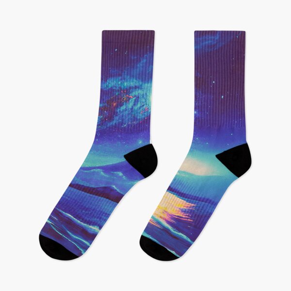 Item preview, A Beautiful aurora Starry Night with sea and fuji mountain in cyan designed and sold by MerryCrown.