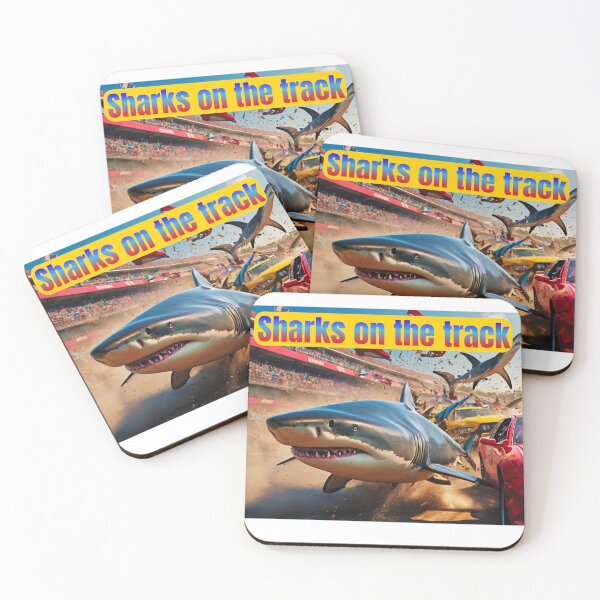 Item preview, Sharks on the Track – Because Racing Wasn’t Dangerous Enough designed and sold by Artitude Studio.