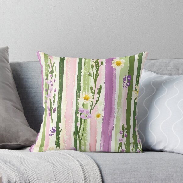 Item preview, Pastel wild flowers on stripes 3 designed and sold by P&U Fabric.