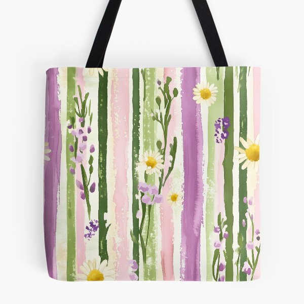 Item preview, Pastel wild flowers on stripes 3 designed and sold by P&U Fabric.