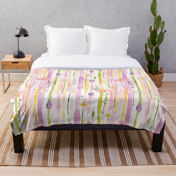 Item preview, Pastel wild flowers on stripes 2 designed and sold by P&U Fabric.